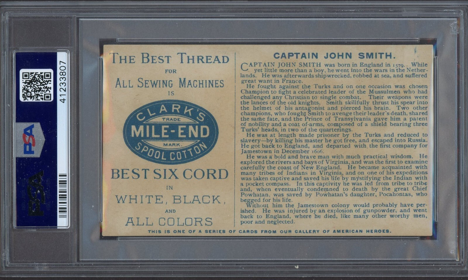 1894 H570 Clark's "Great Americans" Captain John Smith (PSA 2 GOOD) Pocahontas1