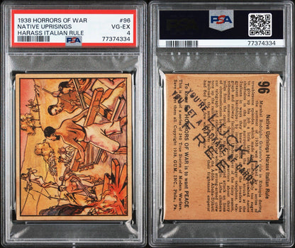 1938 HORRORS OF WAR Gum, Inc. #96 Advertising "You're Lucky" Prize (PSA 4 VG/EX)2