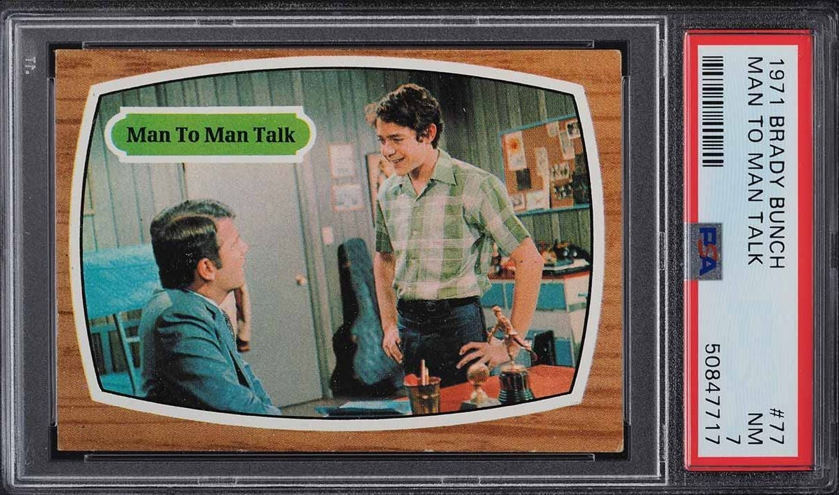 1971 Topps Brady Bunch Trading Card #77 (PSA 7 NM) Man To Man Talk0
