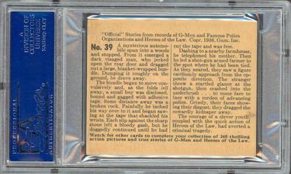 1936 Gum G-Men & Heroes of the Law #39 Kidnapped Courage (PSA 7 NM)1
