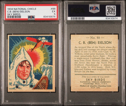 1934 National Chicle Sky Birds CARD C.B. (Ben) Eielson (PSA 5 EX) #88 High2