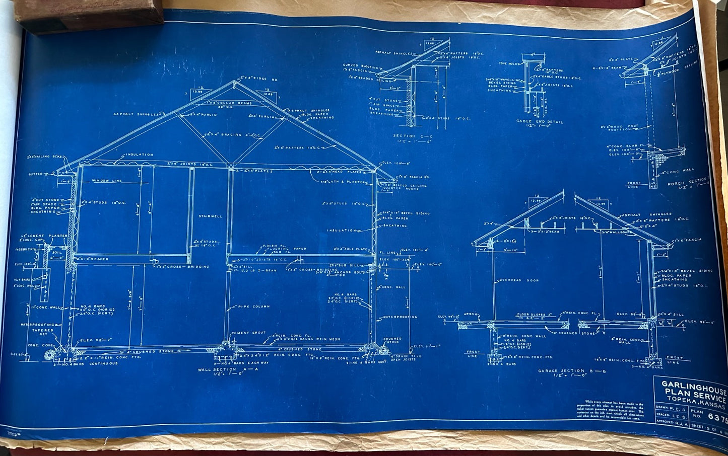 1955 Garlinghouse Service Plans #6375 6 Pgs. Blueprints Modern MidCentury Home7
