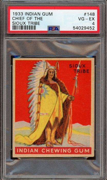 1933 Goudey INDIAN GUM (Series of 48) #148 Chief of the Sioux Tribe PSA 4 VG/EX0