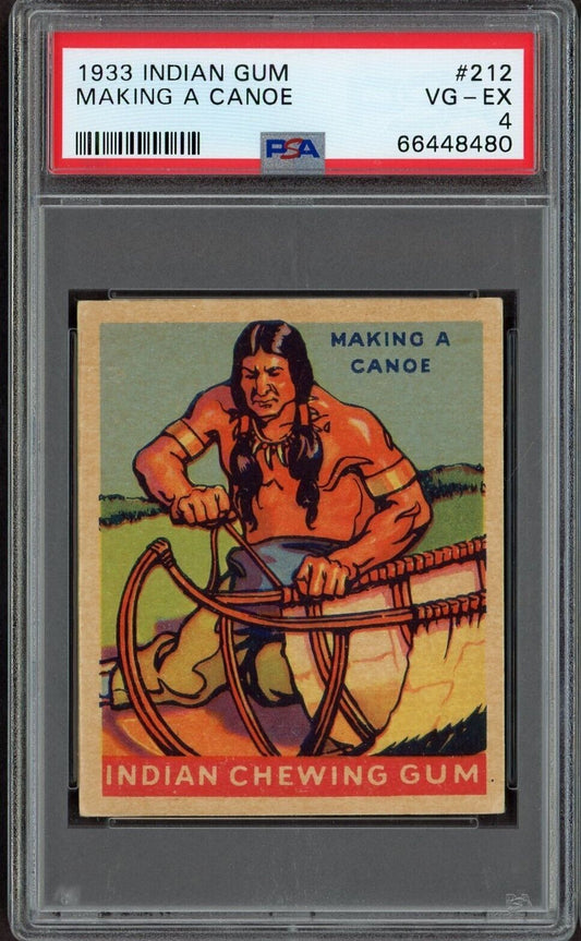 1933 Goudey INDIAN GUM (Series of 312) #212 Making A Canoe (PSA 4 VG/EX)