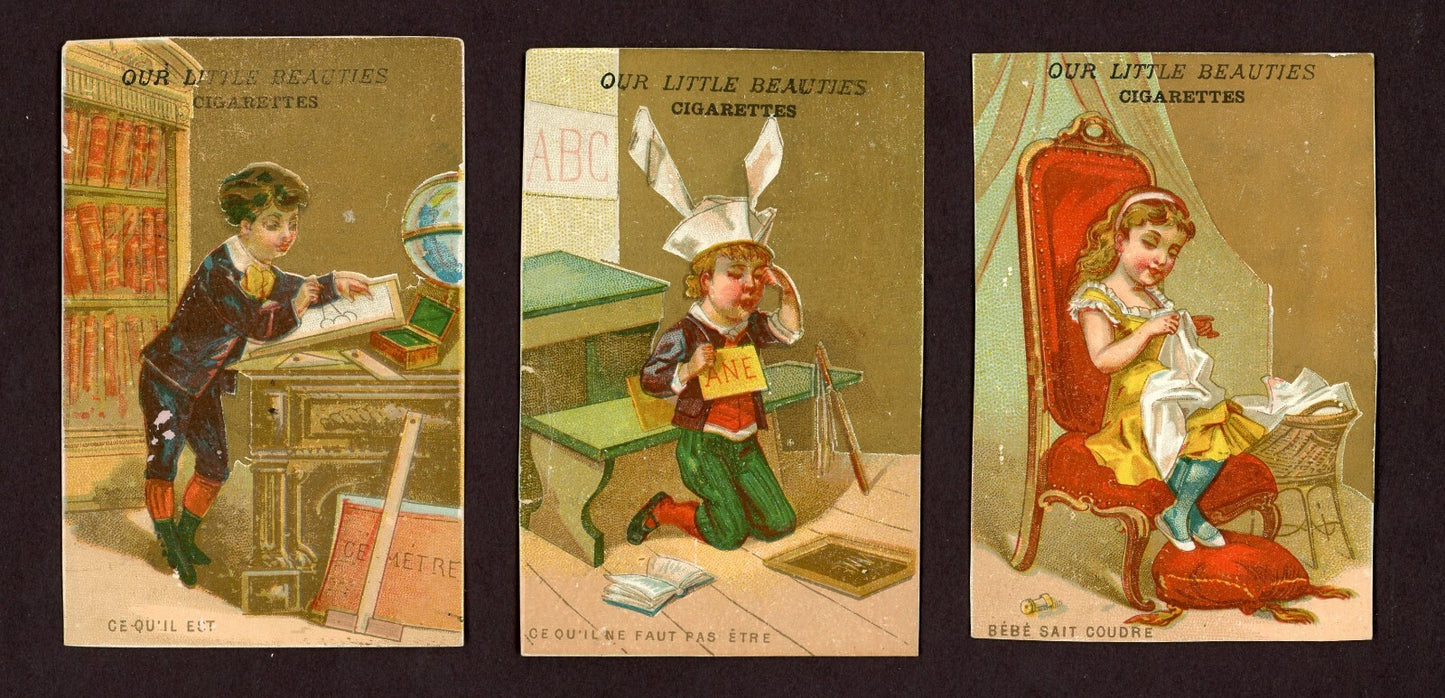 Collection of SIX Allen & Ginter Tobacco Little Beauties Cigarettes TRADE CARDS0