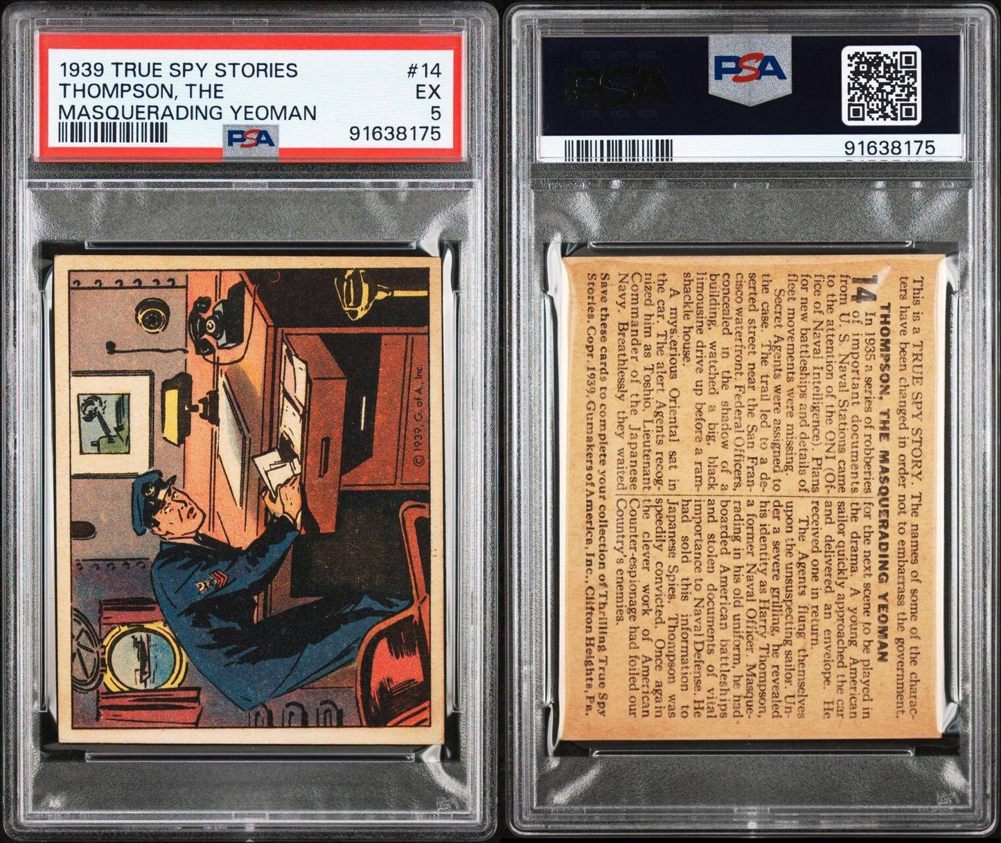 1939 R156 Gumakers "True Spy Stories" #14 (PSA 5 EX) Masquerading Yeoman2