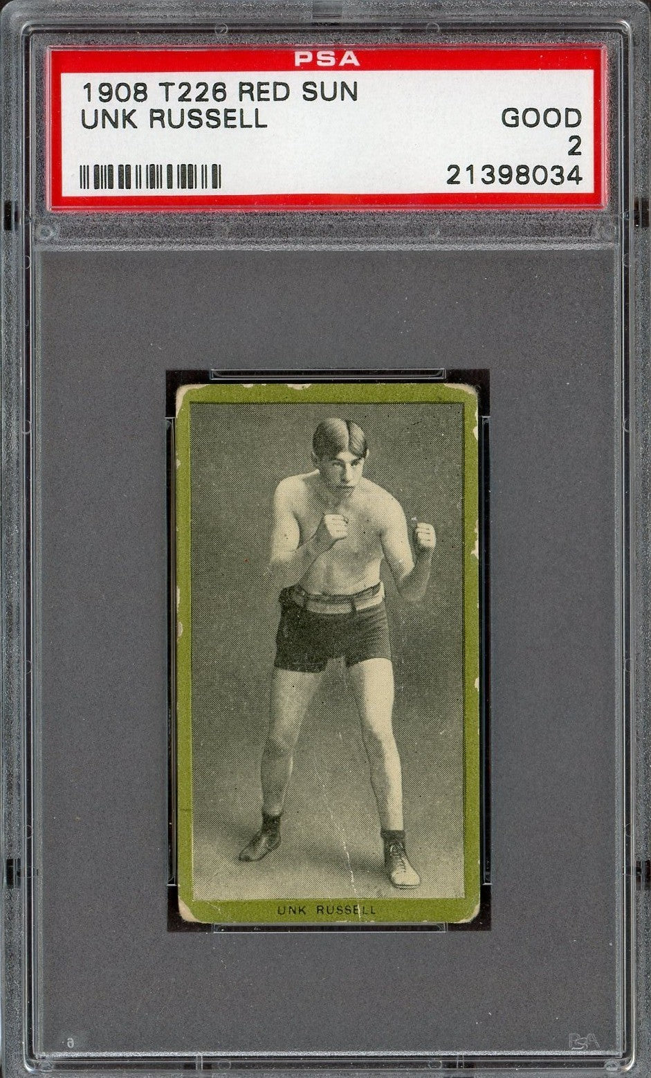 1908 T226 Red Sun Pugilistic Subjects Tobacco Unk Russell (PSA 2 GD) Boxer0
