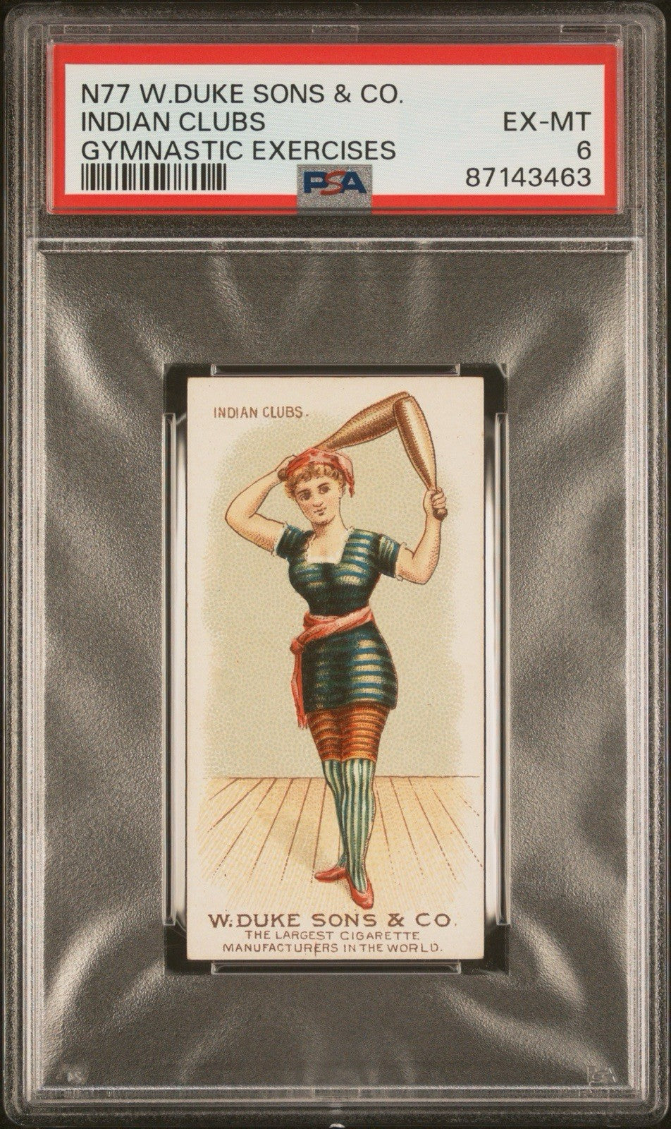 1887 Duke Sons & Co. N77 Gymnastic Exercises (PSA 6 EX/MT) Indian Clubs0