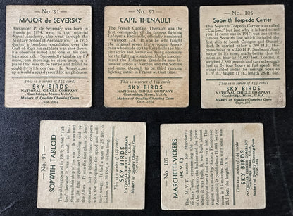 1934 National Chicle Skybirds Lot of FIVE High Number Cards