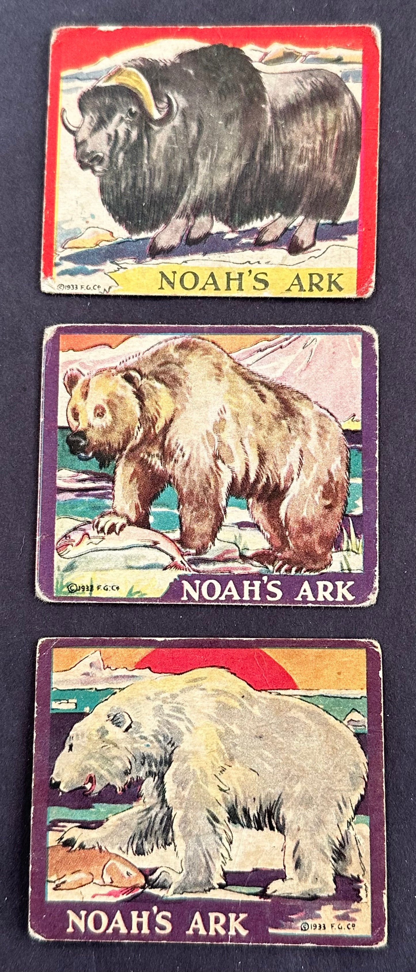 Noah’s Ark Gum Cards (3) Fair to Good Cond.