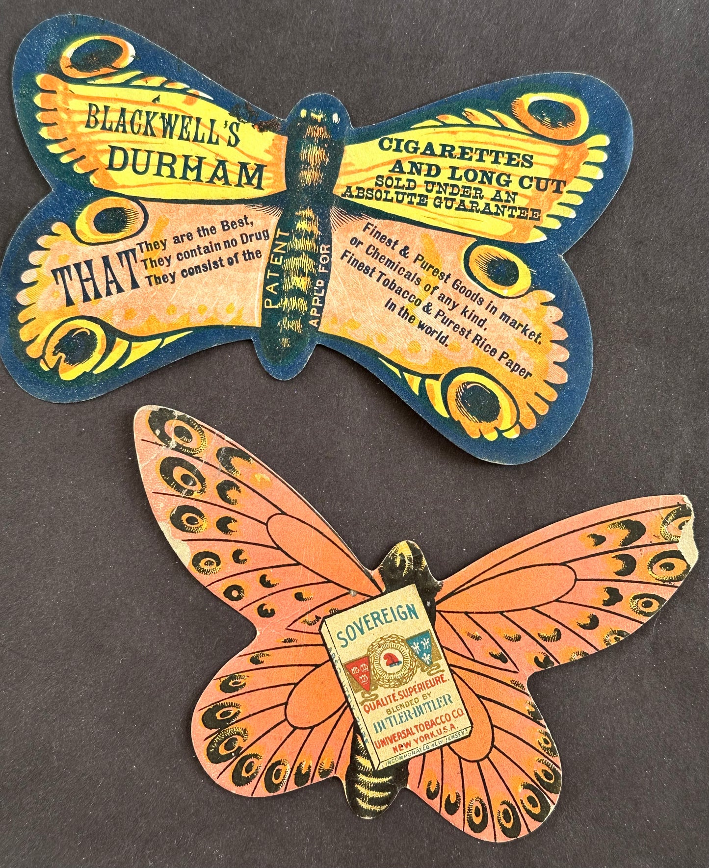 Two Butterfly-Shaped Tobacco Trade Cards (19th century)
