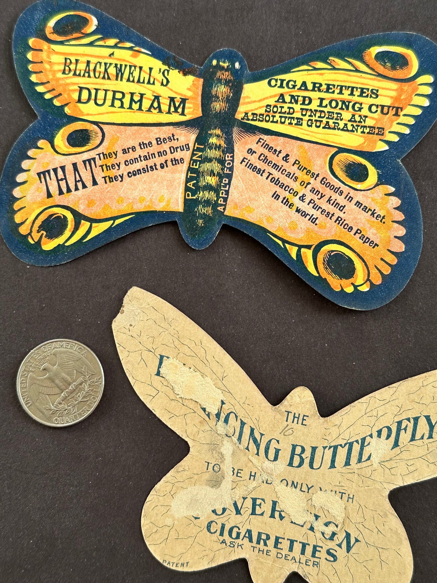 Two Butterfly-Shaped Tobacco Trade Cards (19th century)