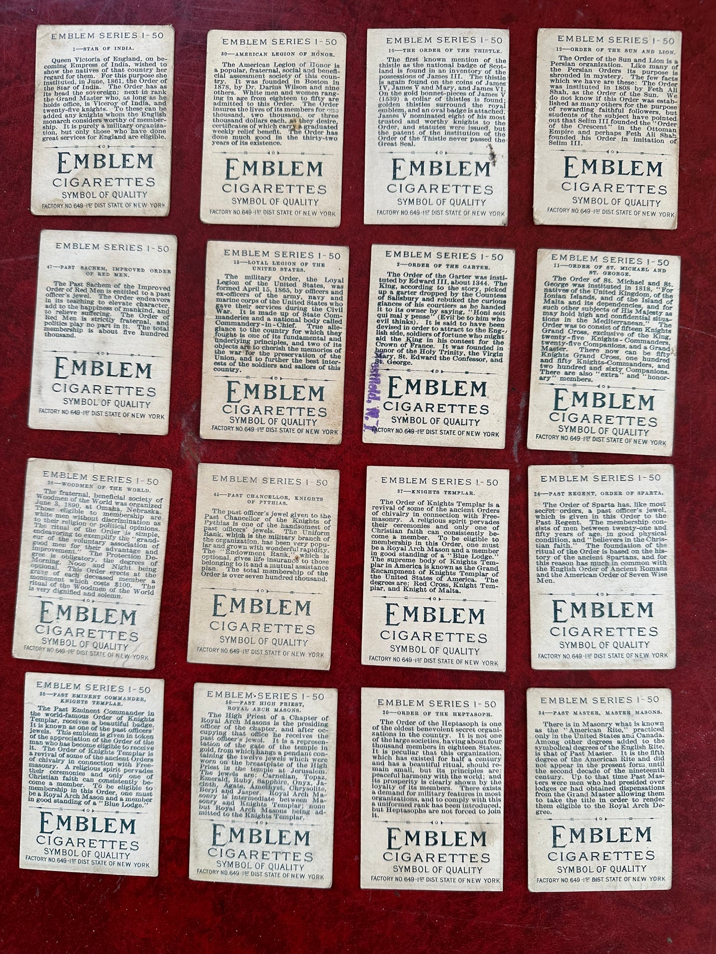 1911 T56 Emblem Cigarettes Tobacco Cards (16)