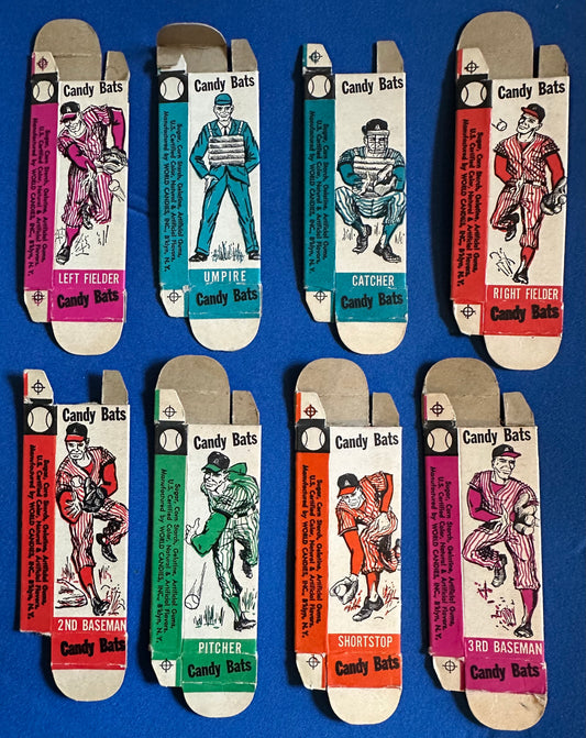 Partial Set of Eight World Candies Inc "Candy Bats" Small Baseball Candy Boxes