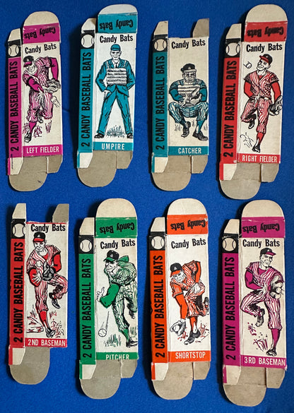 Partial Set of Eight World Candies Inc "Candy Bats" Small Baseball Candy Boxes