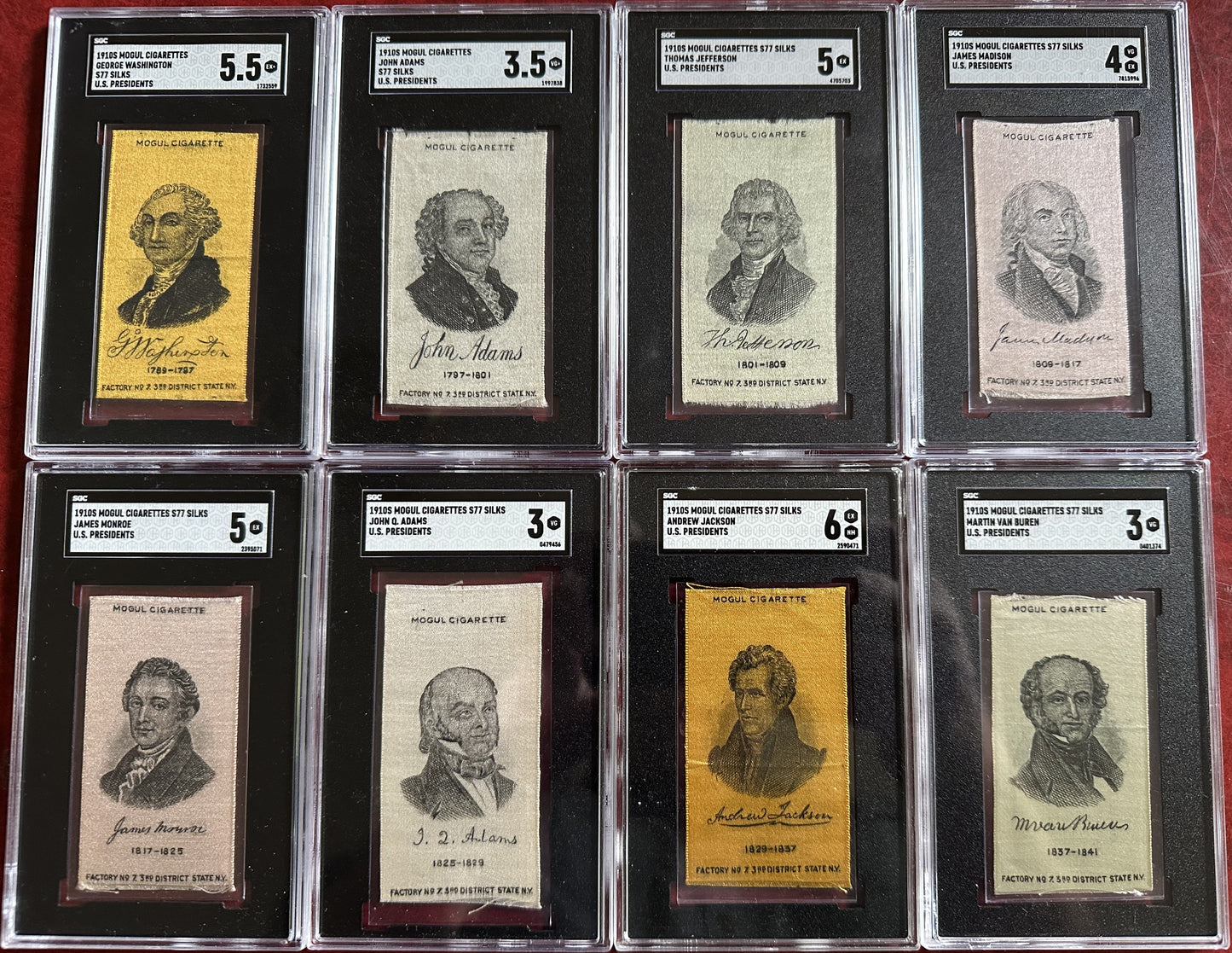 1910 S77 Presidents Silks Complete Set of 24