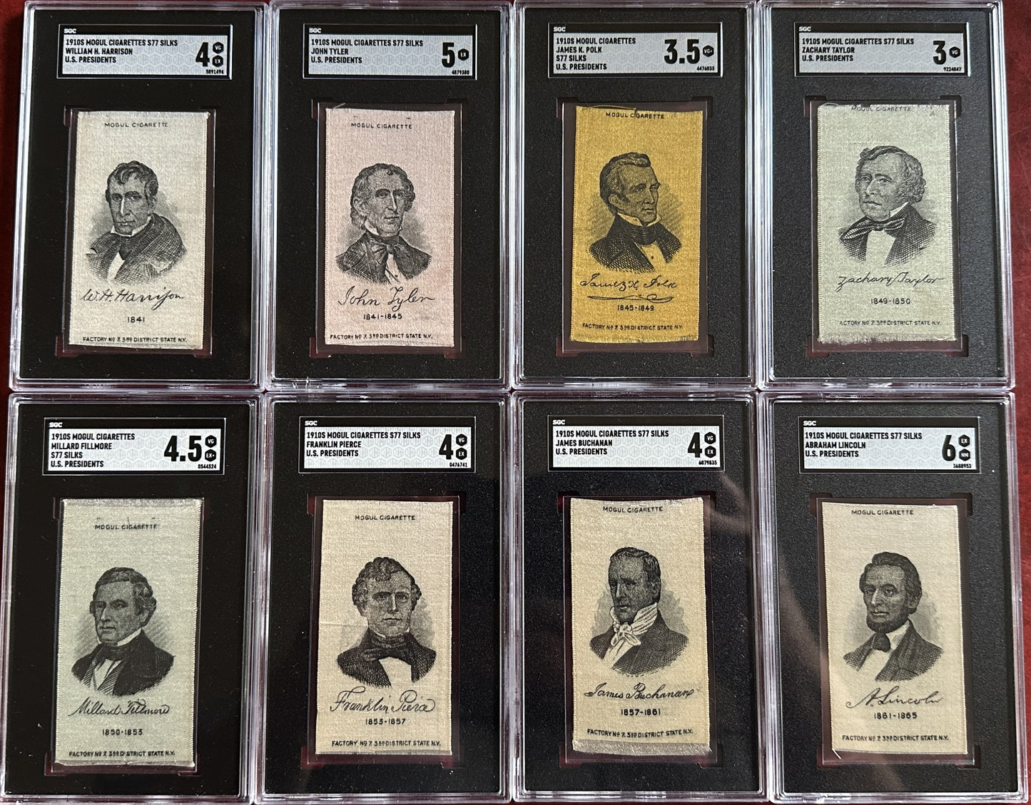 1910 S77 Presidents Silks Complete Set of 24
