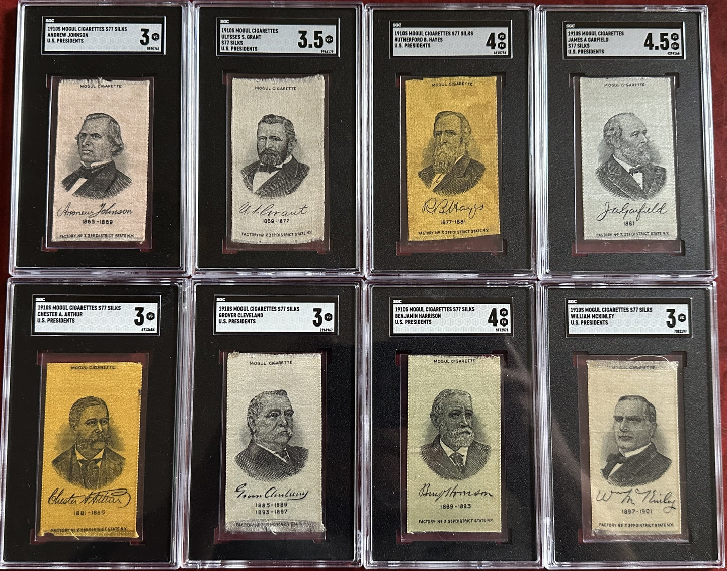 1910 S77 Presidents Silks Complete Set of 24