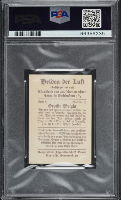 1933 Orami "Heroes of the Air" SERIE G Orville Wright #13 (PSA 8 NM/MT)