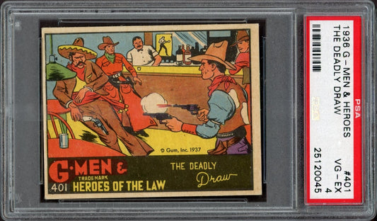 1936 Gum Inc. G-Men & Heroes #401 Deadly Draw (PSA 4 VG/EX) Scarce High Number