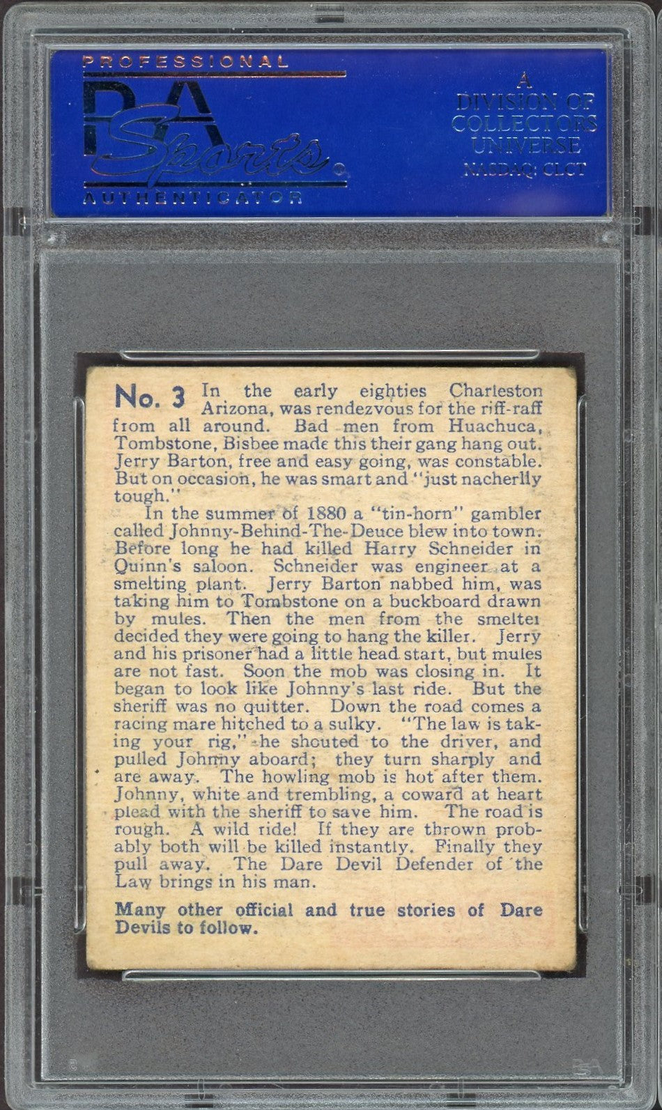 1933 R39 N. Chicle DARE DEVILS #3 Johnny-Takes-A-Ride (PSA 4 VG/EX)