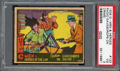 1936 Gum G-Men & Heroes of the Law #123 Radio Eavesdrops On Crime (PSA 3 VG)