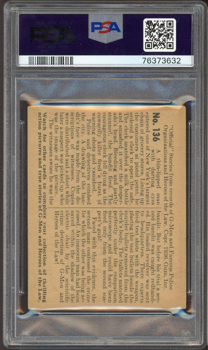 G-Men & Heroes of the Law #136 A Bullet Finds and Frees PSA 4 VG/EX ("semi-scarce")