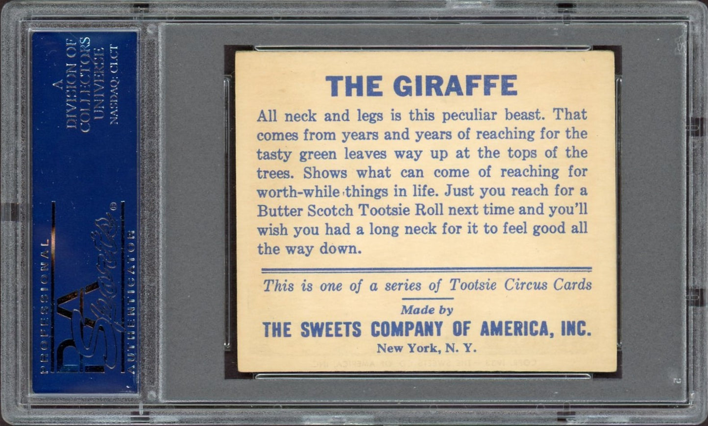 1933 R152 Tootsie Circus "The Giraffe" (PSA 5 EX) Very Rare