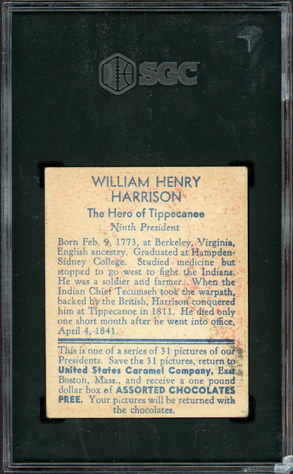 1932 R114 US Caramel Presidents William Henry Harrison (SGC 2.5 GD+) RED