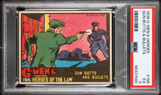 1936 G-Men & Heroes of the Law #196 Gun Butts And Bullets (PSA 5 EX) Rare Number