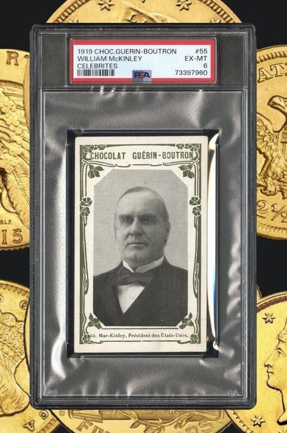 1919 Guerin-Boutron Chocolates #55 President WILLIAM McKINLEY Card (PSA 6 EX/MT)
