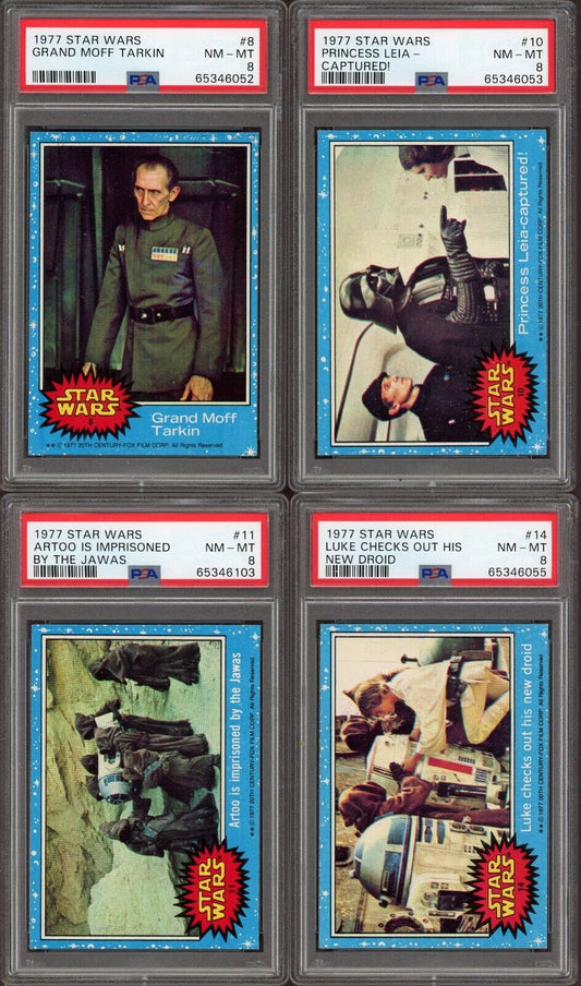 1977 Topps STAR WARS CARDS Blue LOT 0F 17 Cards ALL PSA 8 NM/M no Q!