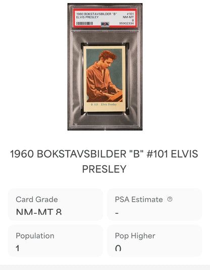 1960 Bokstavsbilder "B" Elvis Presley Card #101 (PSA 8 NM MT+) Pop 11