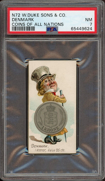 1889 N72 Duke Coins Of All Nations DENMARK (PSA 7 NM)