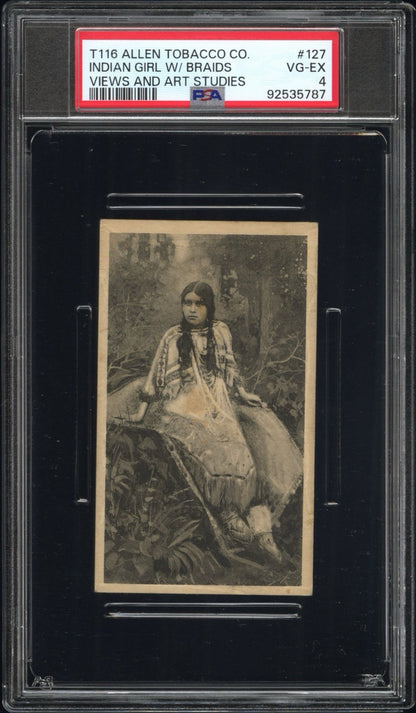1903 T116 Allen Tobacco Telonette Cigars #127 Indian Girl w/ Braids (PSA 4 VGEX)0