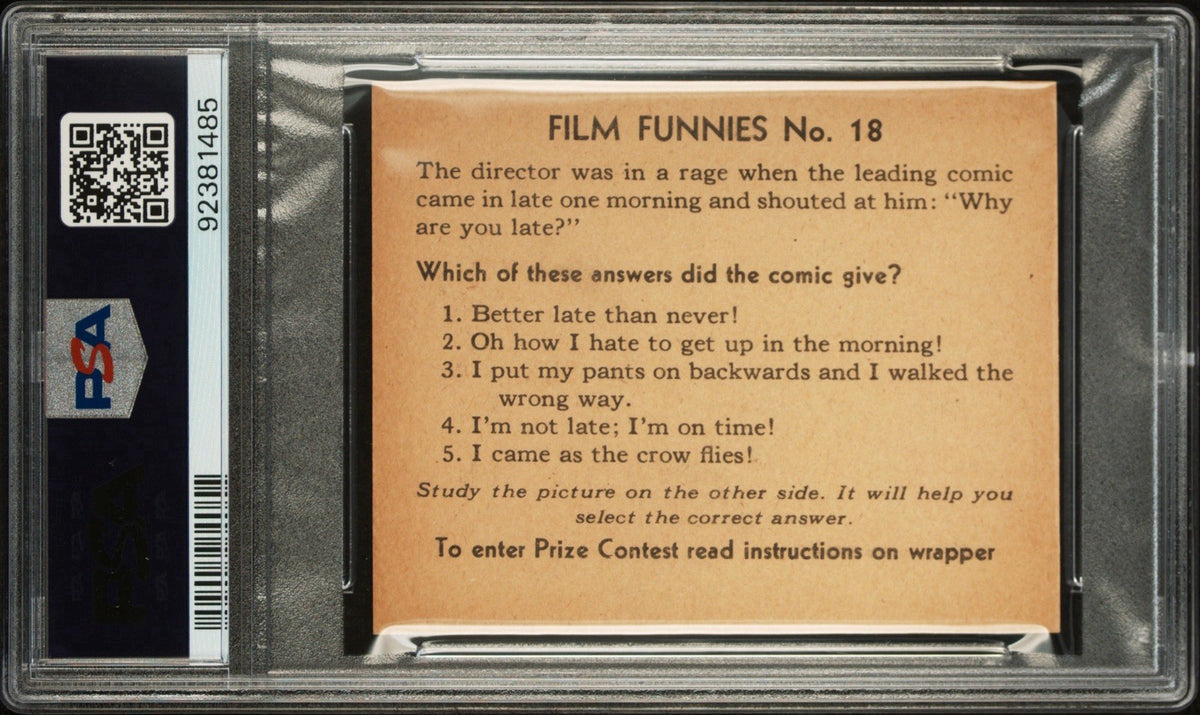 R48 1 Gum Inc. 1935 "Film Funnies" #18 Slim Summerville (PSA 7 NM) Top Pop1