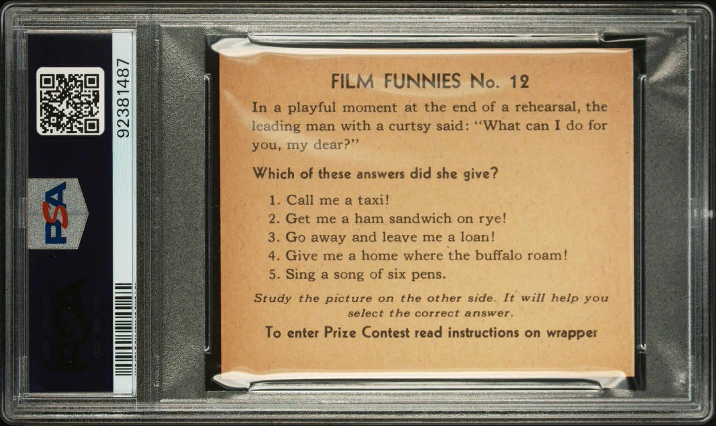 R481 Gum Inc. 1935 "Film Funnies" #12 (PSA 7 NM) Greta Garbo1