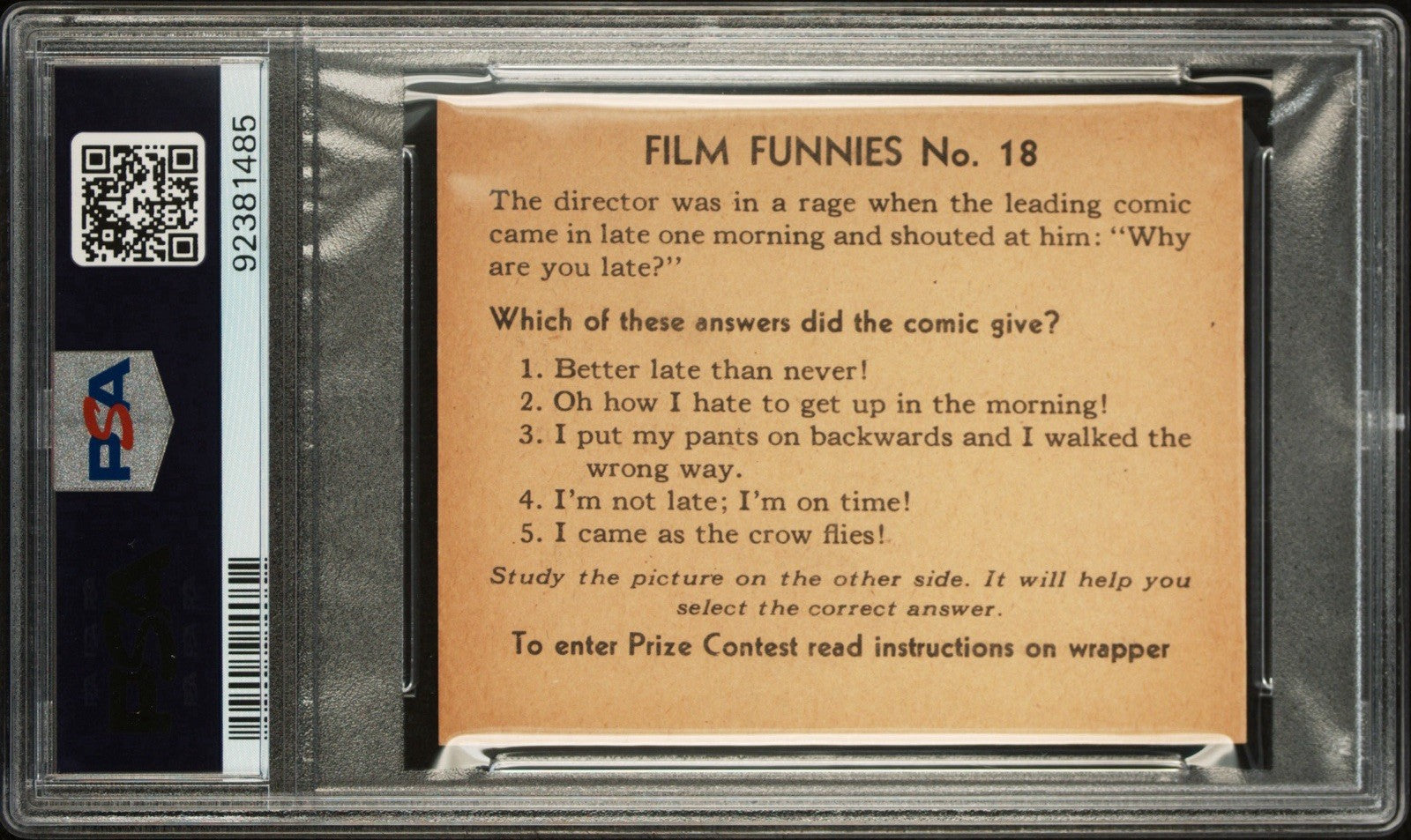 R481 Gum Inc. 1935 "Film Funnies" #18 Slim Summerville (PSA 7 NM) Top Pop1