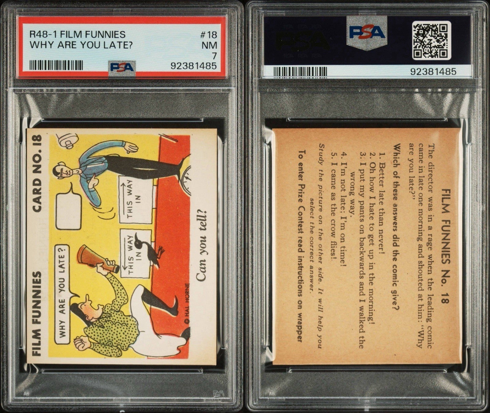 R48 1 Gum Inc. 1935 "Film Funnies" #18 Slim Summerville (PSA 7 NM) Top Pop3