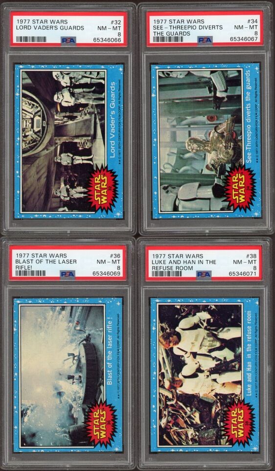 1977 Topps STAR WARS CARDS Blue LOT 0F 17 Cards ALL PSA 8 NM/M no Q!