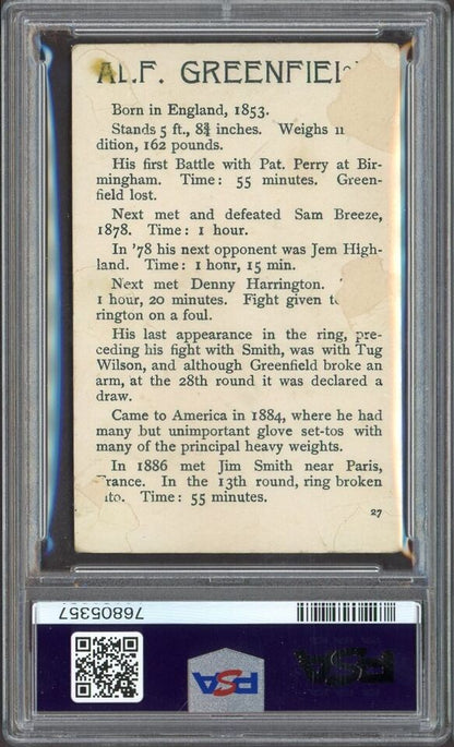 1887 Alf Greenfield N269 Lorillard's Mechanics Delight Boxing Card PSA 1