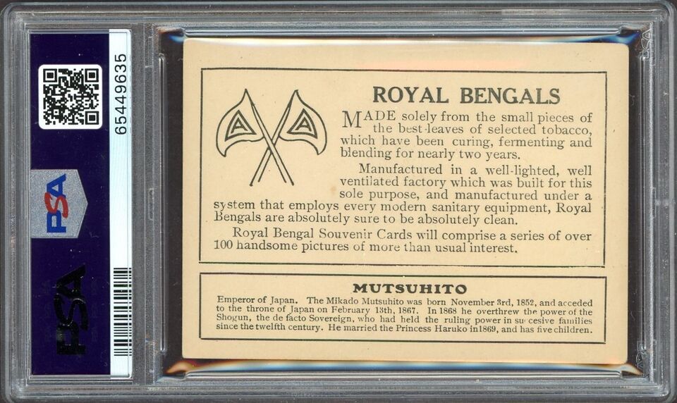 1906 T103 Royal Bengals SOUVENIR CARDS Mutsuhito Emperor of Japan (PSA 3 VGEX)