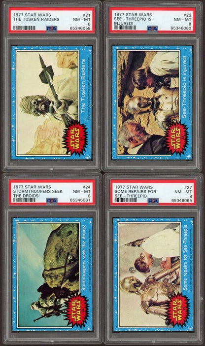 1977 Topps STAR WARS CARDS Blue LOT 0F 17 Cards ALL PSA 8 NM/M no Q!