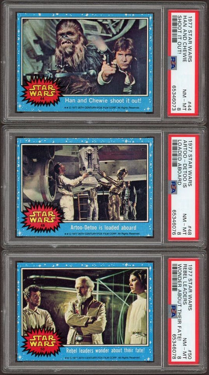 1977 Topps STAR WARS CARDS Blue LOT 0F 17 Cards ALL PSA 8 NM/M no Q!