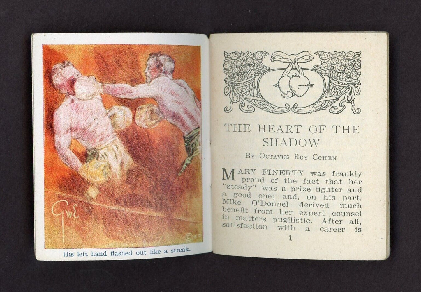 1914 WORLD'S BEST SHORT STORIES T307 Egyptienne Cigs BOXING Heart of the Shadow