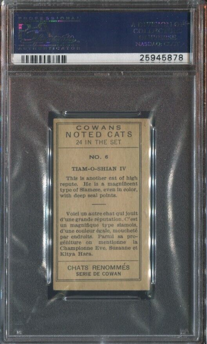 1925 V17 Cowan's "Noted Cats" #6 Tiam-0- Shian IV (PSA 4 VG/EX)