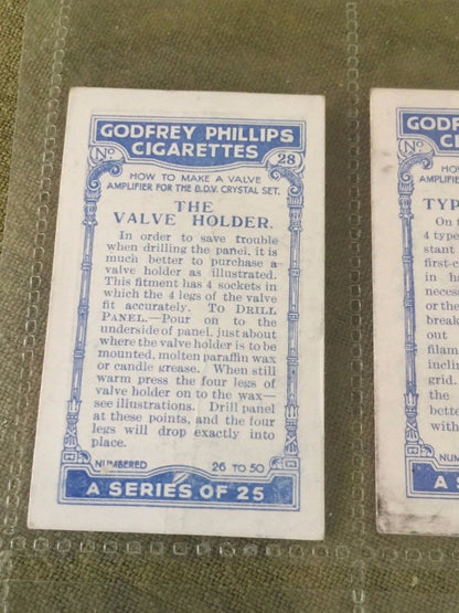 Lot 8 CIGARETTE CARDS GODFREY PHILLIPS 1924 HOW TO MAKE A VALVE AMPLIFIER Tubes