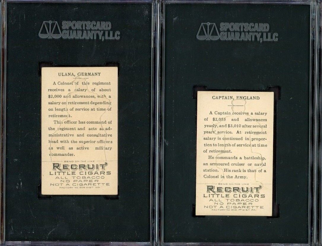 1910 T81 (Lot of 2) Recruit Military CARDS (SGC EX 5 & EXMT 6)