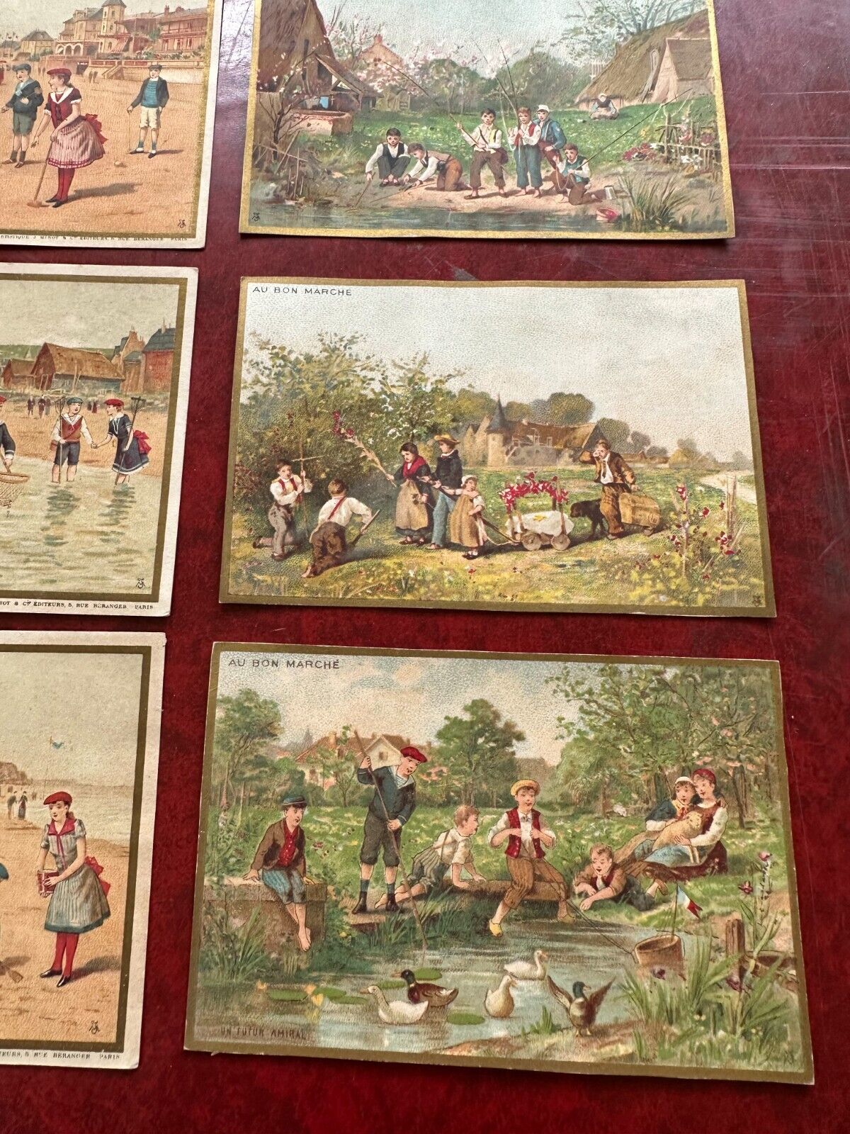 Collection (9) Assorted French Trade Cards AU BON MARCHE