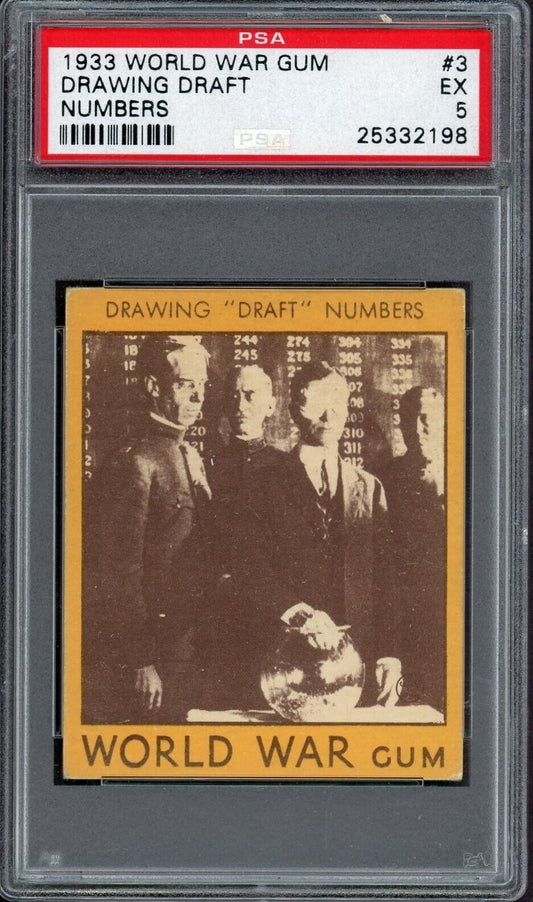 1933 Goudey 'World War Gum' Card #3 "Drawing Draft Numbers" (PSA 5 EX) WWI